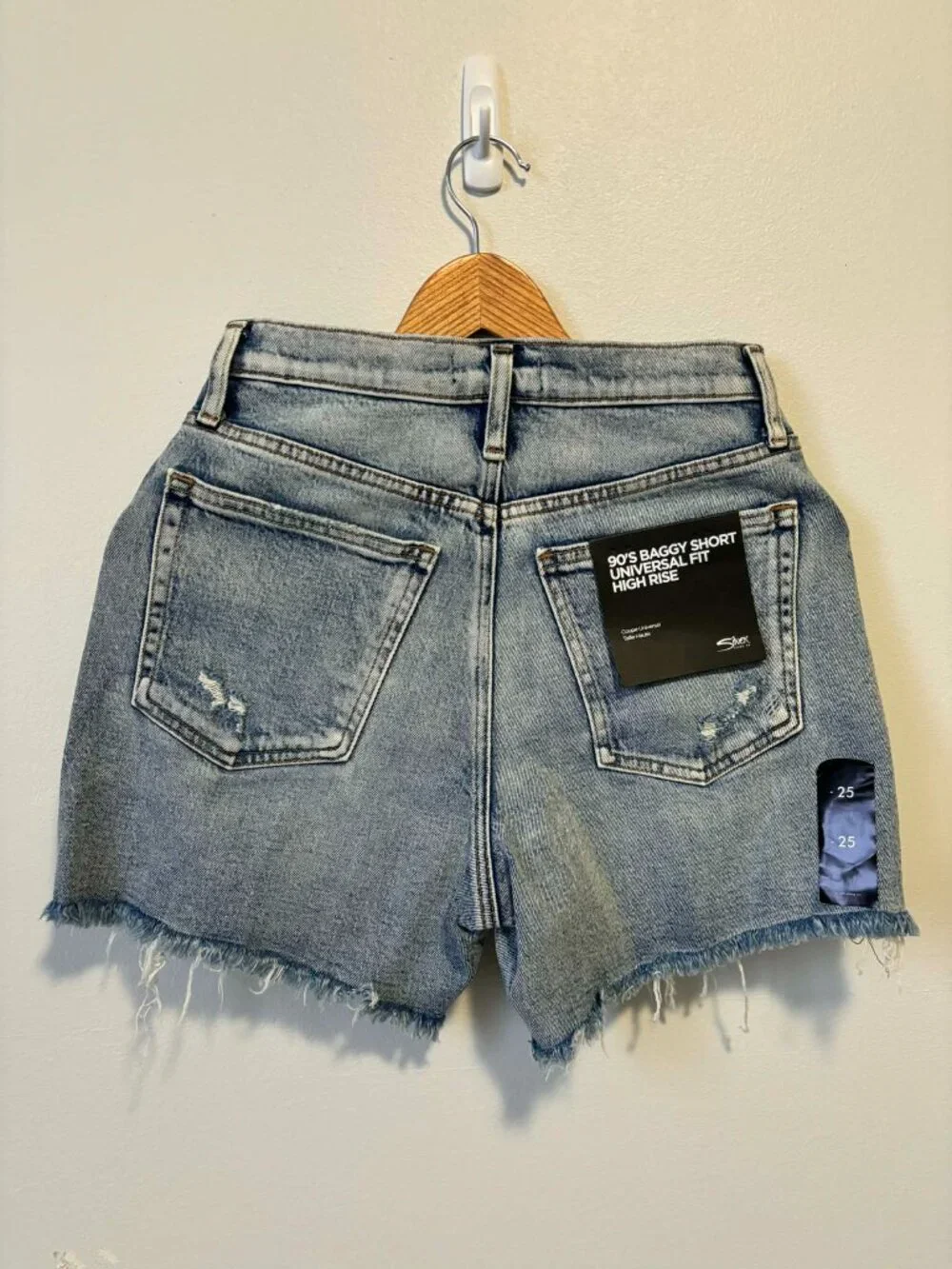Silver Jeans 90'S BAGGY LIGHT INDIGO DENIM SHORT - New - Size 25 - Picture 5 of 9